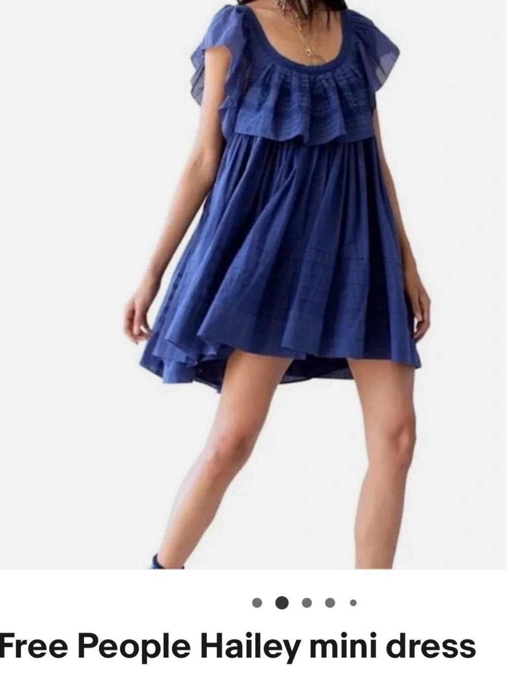 Free People Navy Ruffle Back Mini Dress - Picture 4 of 7
